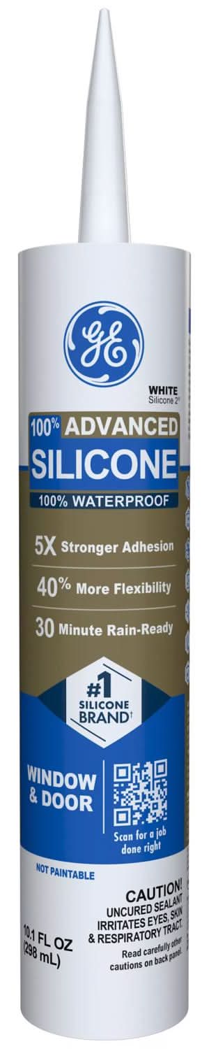 Ge Advanced White Silicone 2 Window And Door Caulk Sealant 10.1 Oz