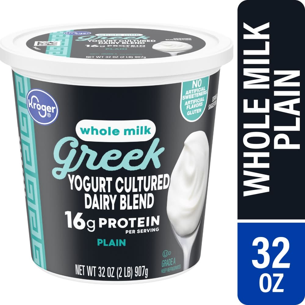 Kroger Whole Milk Cultured Dairy Blend Tub Greek Yogurt, Plain (32 oz)