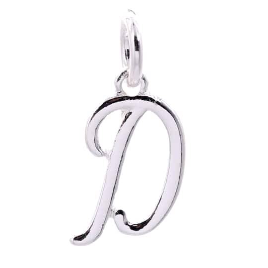 Silver Plated Script Letter Charm By Bead Landing