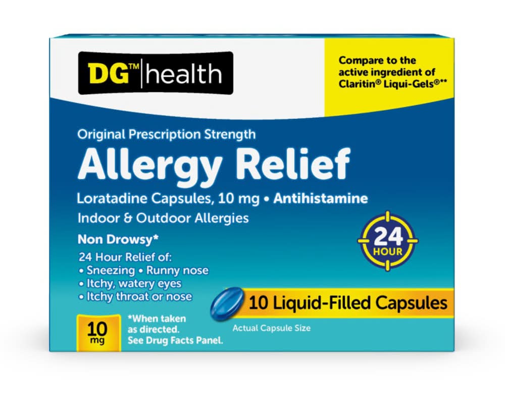 DG Health Allergy Relief Loratadine Liquid Filled Capsules (10 mg, 10 ct)