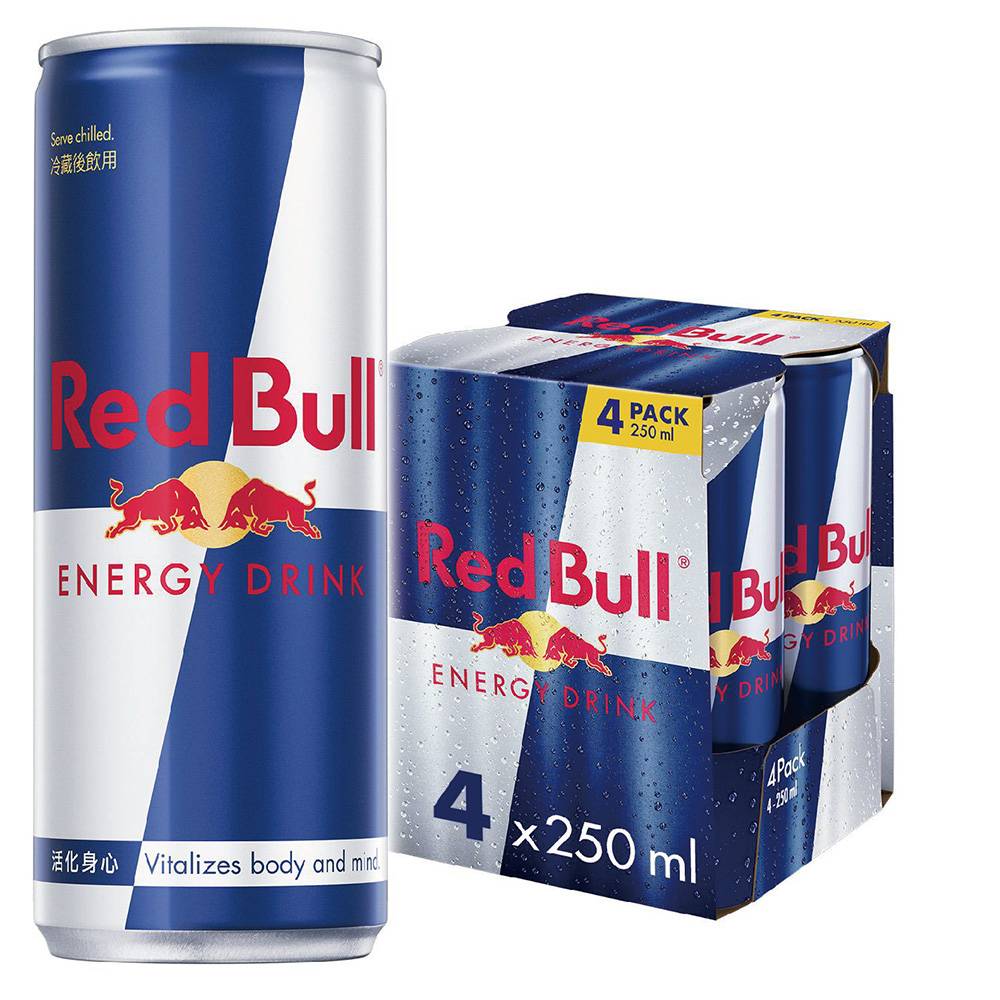 Red Bull 紅牛能量飲料250ml x4 <250ml毫升 x 4 x 1Set組> @10#9002490100490