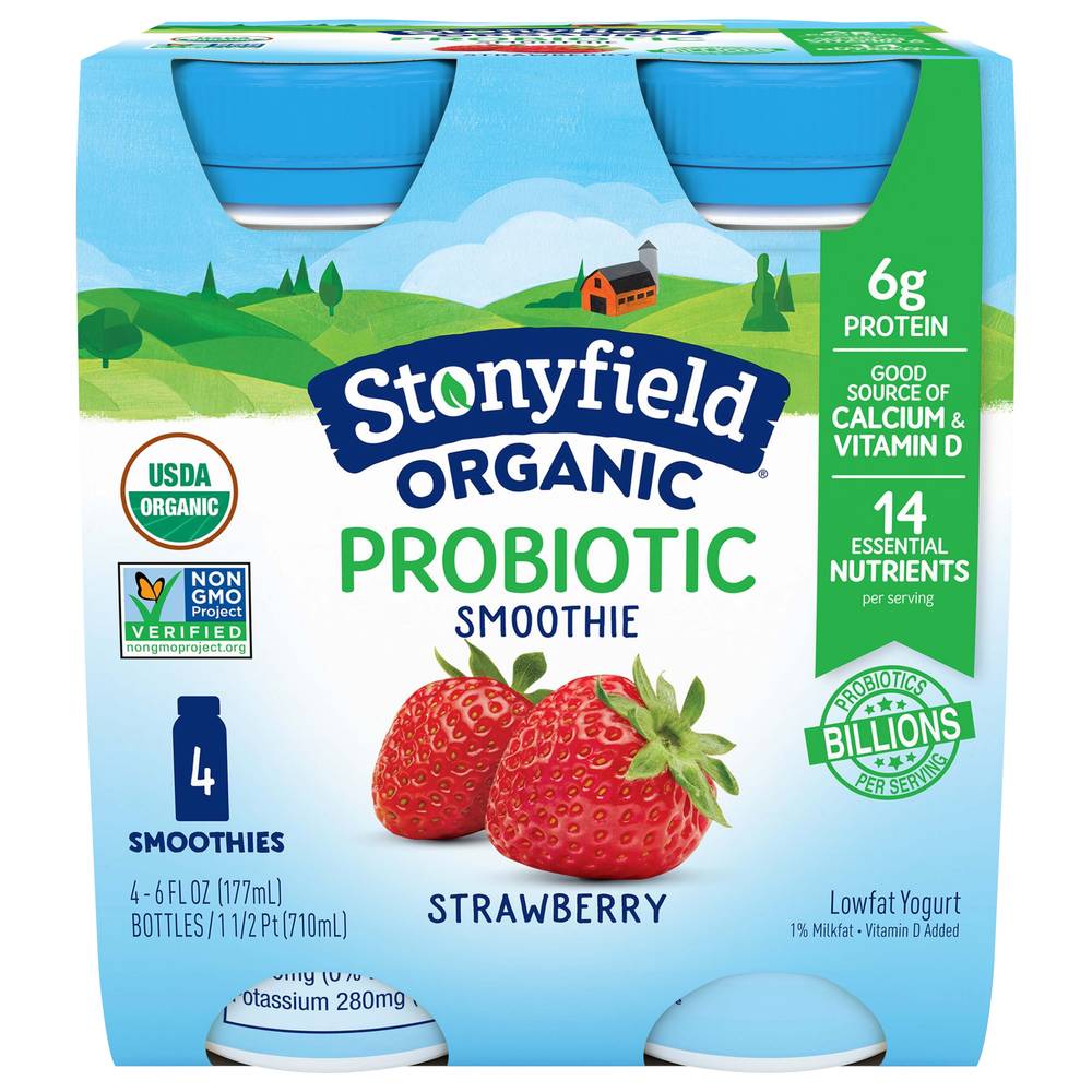 Stonyfield Organic Organic Probiotic Strawberry Lowfat Smoothie