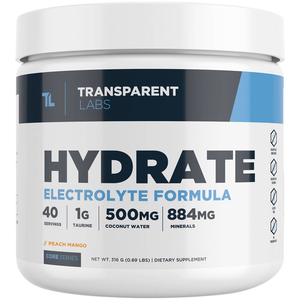 Transparent Labs Hydrate Electrolyte Formula (316 g) (peach mango)