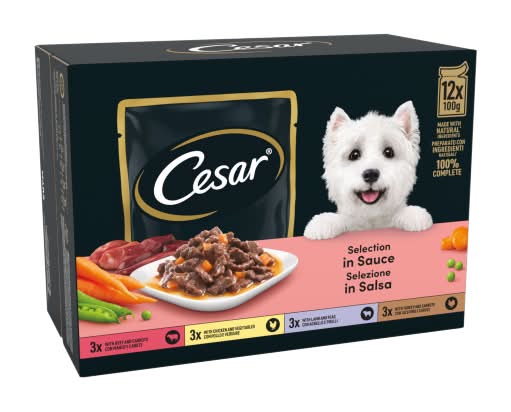 Cesar Deliciously Fresh Dog Food Pouches Mixed Selection in Sauce (12 pack)