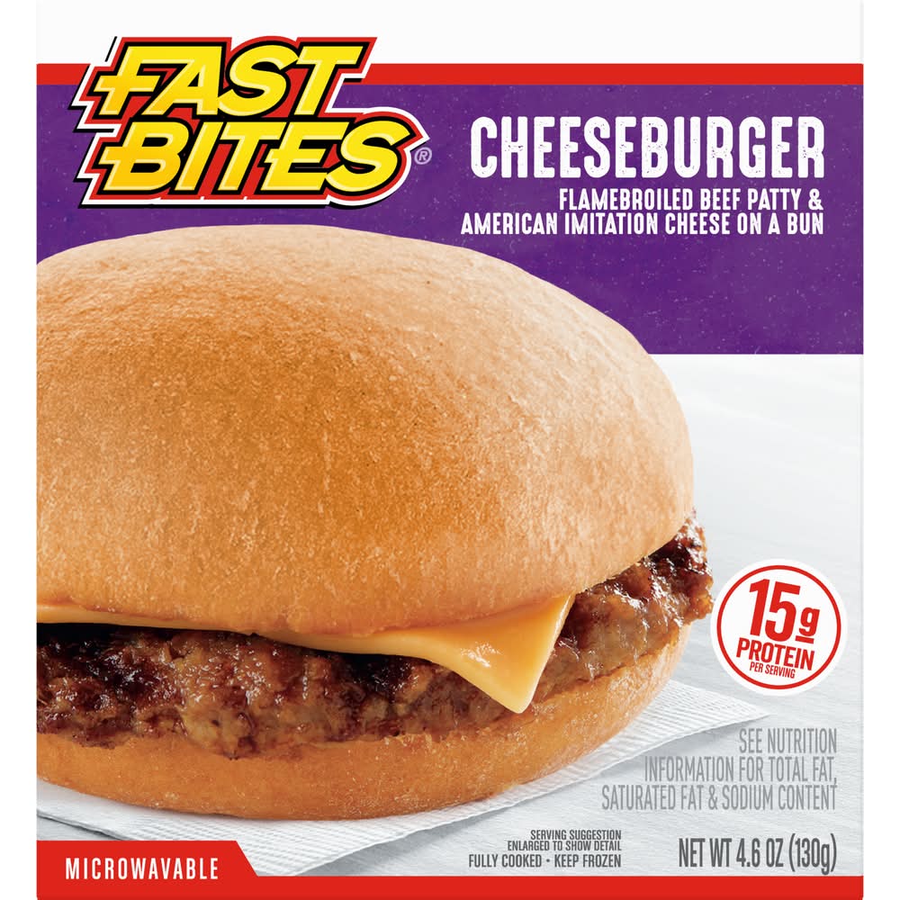 Fast Bites Microwavable Flamebroiled Beef Cheeseburger (4.6 oz)