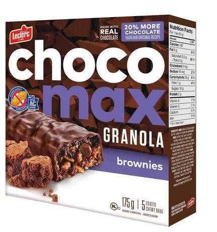 Leclerc chocomax brownie barres granola (175g / 5 barres) - chocomax granola brownies bars (175 g)