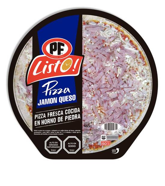 PF Listo - Pizza jamón queso - Bandeja 465 g