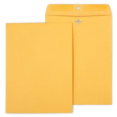 Staples 9 x 12 Kraft Clasp & Moistenable Envelopes, Brown Manila, Heavyweight Document Mailers with Metal Clasp, 100/Box