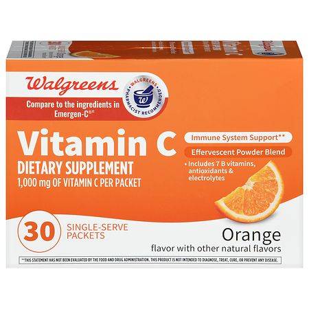 Walgreens Vitamin C Effervescent Powder Blend Packets Orange (11.04 oz)