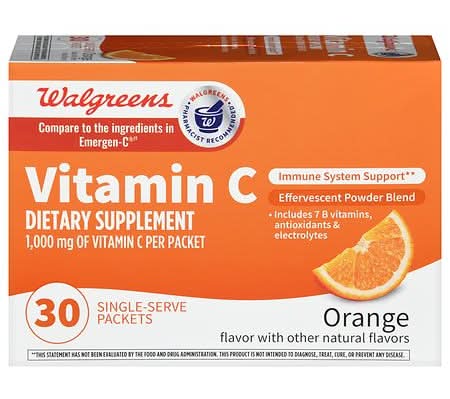 Walgreens Vitamin C Effervescent Powder Blend Packets Orange (11.04 oz)