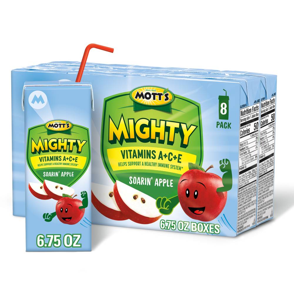 Mott's Mighty Soarin' Apple Juice, 6.75 fl oz Drink Boxes, 8 pack (8 pack)