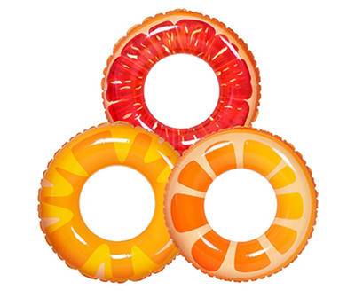 Orange Fruit Slice Inflatable Swimming Rings, 3-Pack