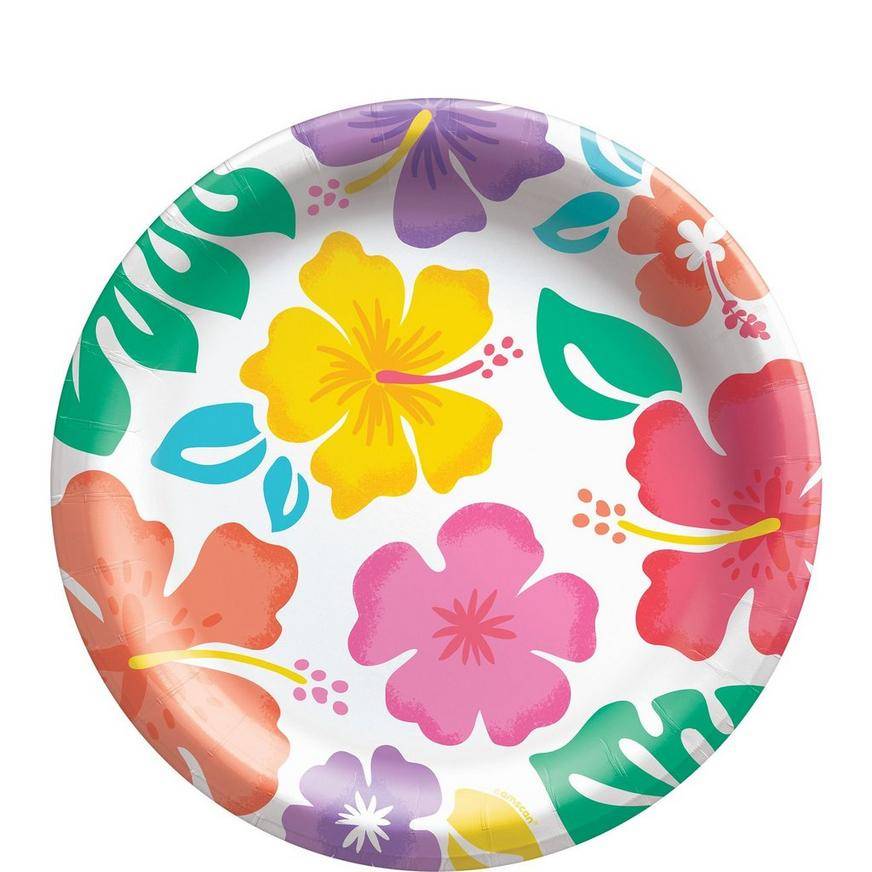 Party City Summer Hibiscus Paper Lunch Plates (unisex/8.5in/multi)