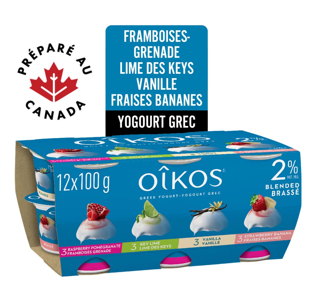 Oikos yaourt grec brassé 2% m.g. - blended greek yogurt 2% m.f. (12 pièces)