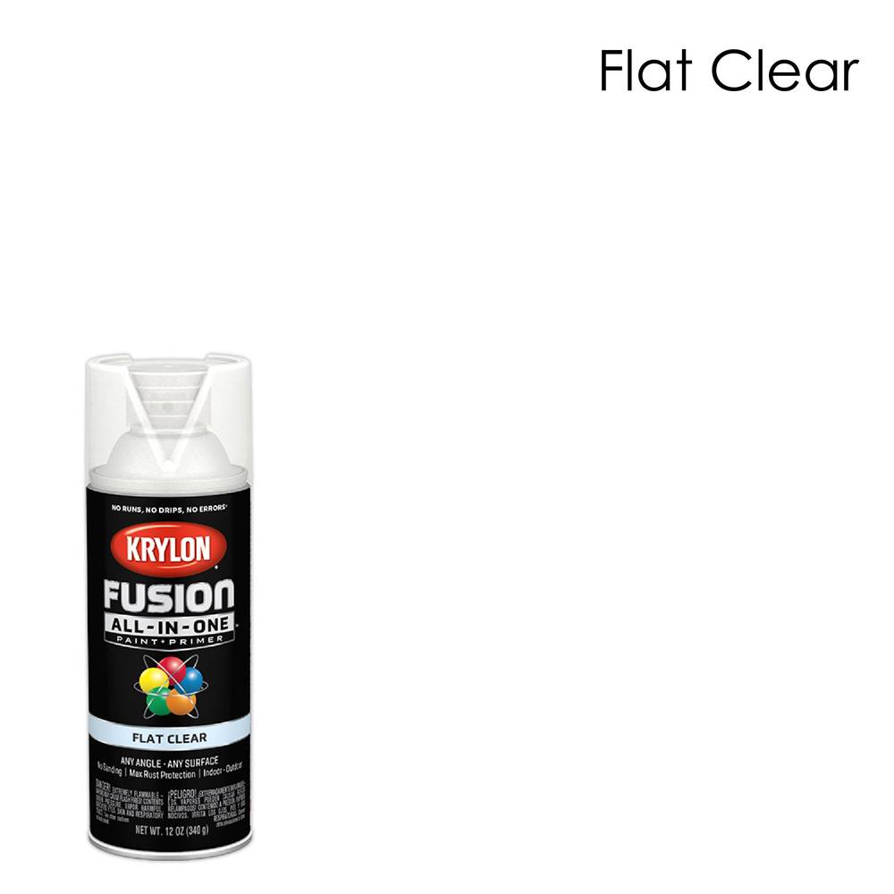 Krylon Fusion All-In-One Flat Clear Spray Paint and Primer In One (NET WT. 12-oz) | K02729007