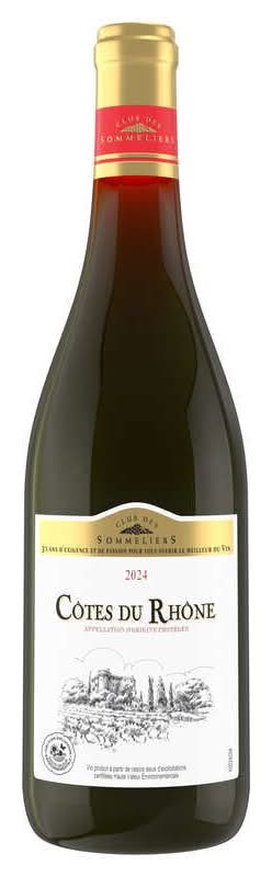 Club des Sommeliers - Vin rouge aop côtes du rhône, 2024 (750ml)