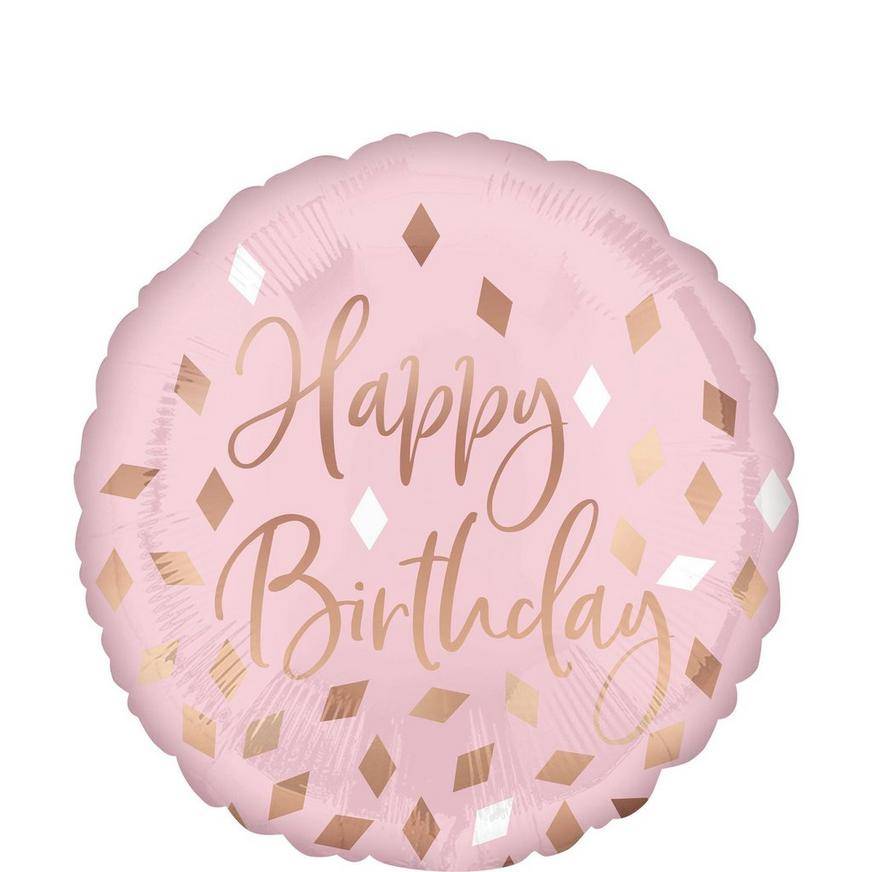 Party City Uninflated Metallic Blush Happy Birthday Foil Balloon (female/18in/multi)