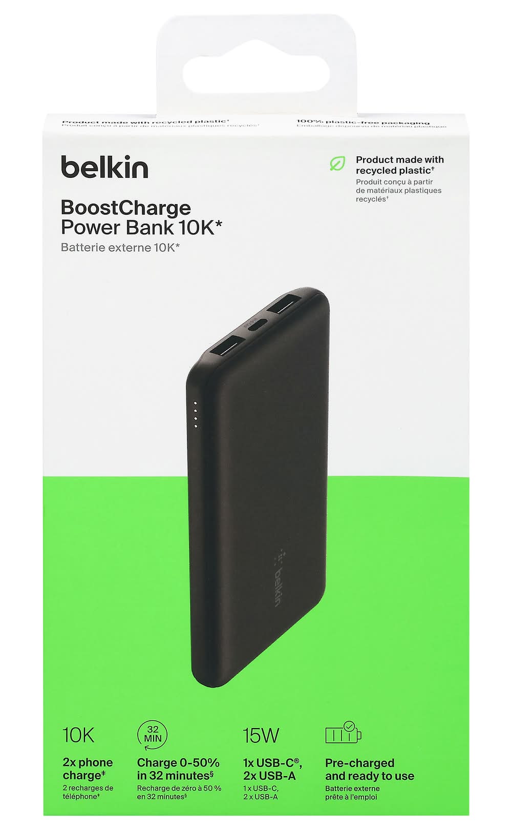 Belkin Boost Charge With 10k Power Bank, Black