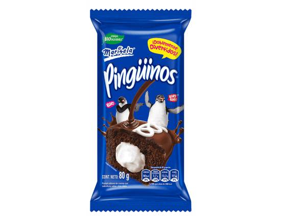 Pingüinos pastelito sabor chocolate con relleno cremoso (80 g)
