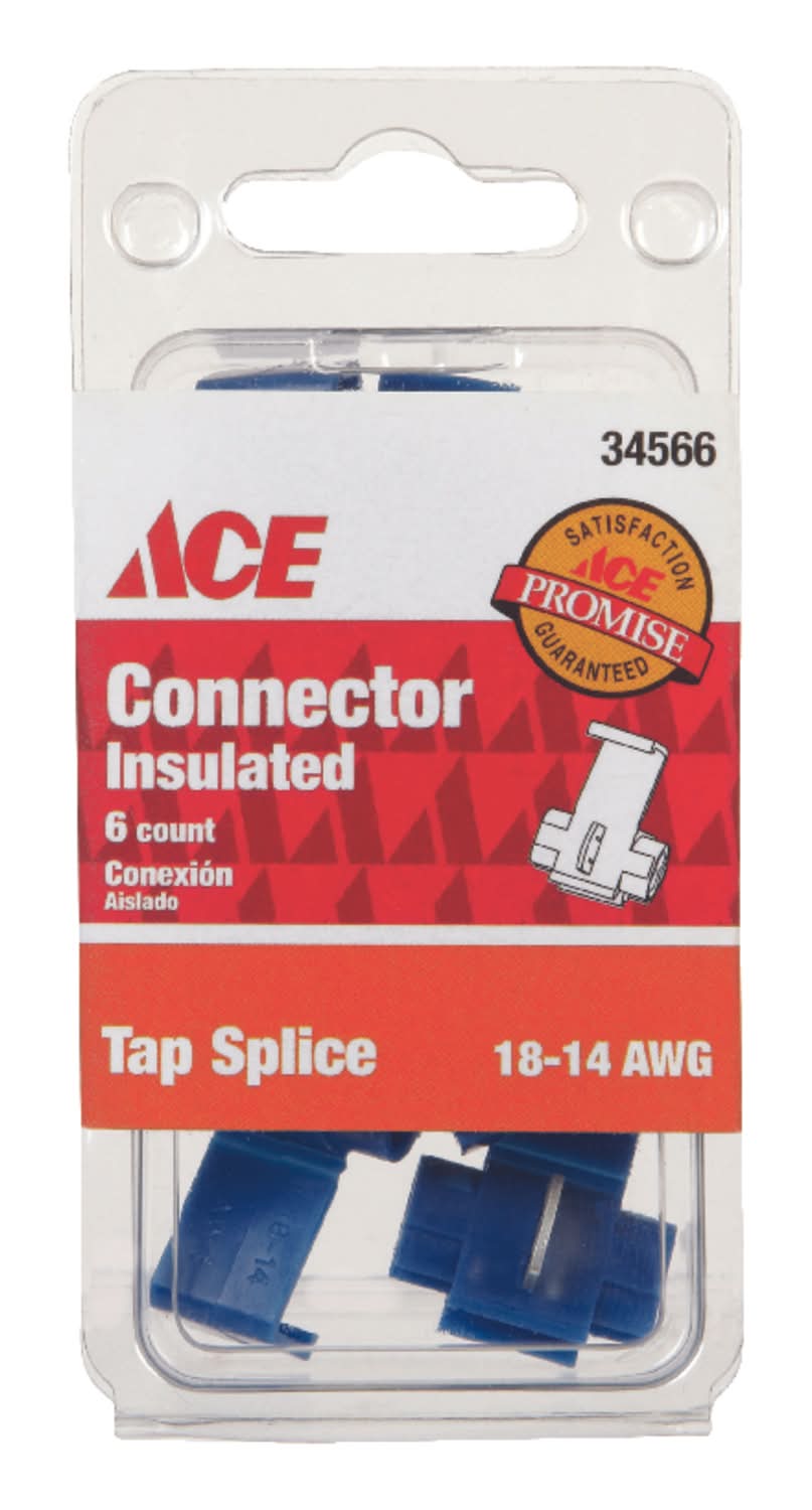 ACE 18-14 Awg Insulated Wire Tap Splice Connector Blue 6 Pk