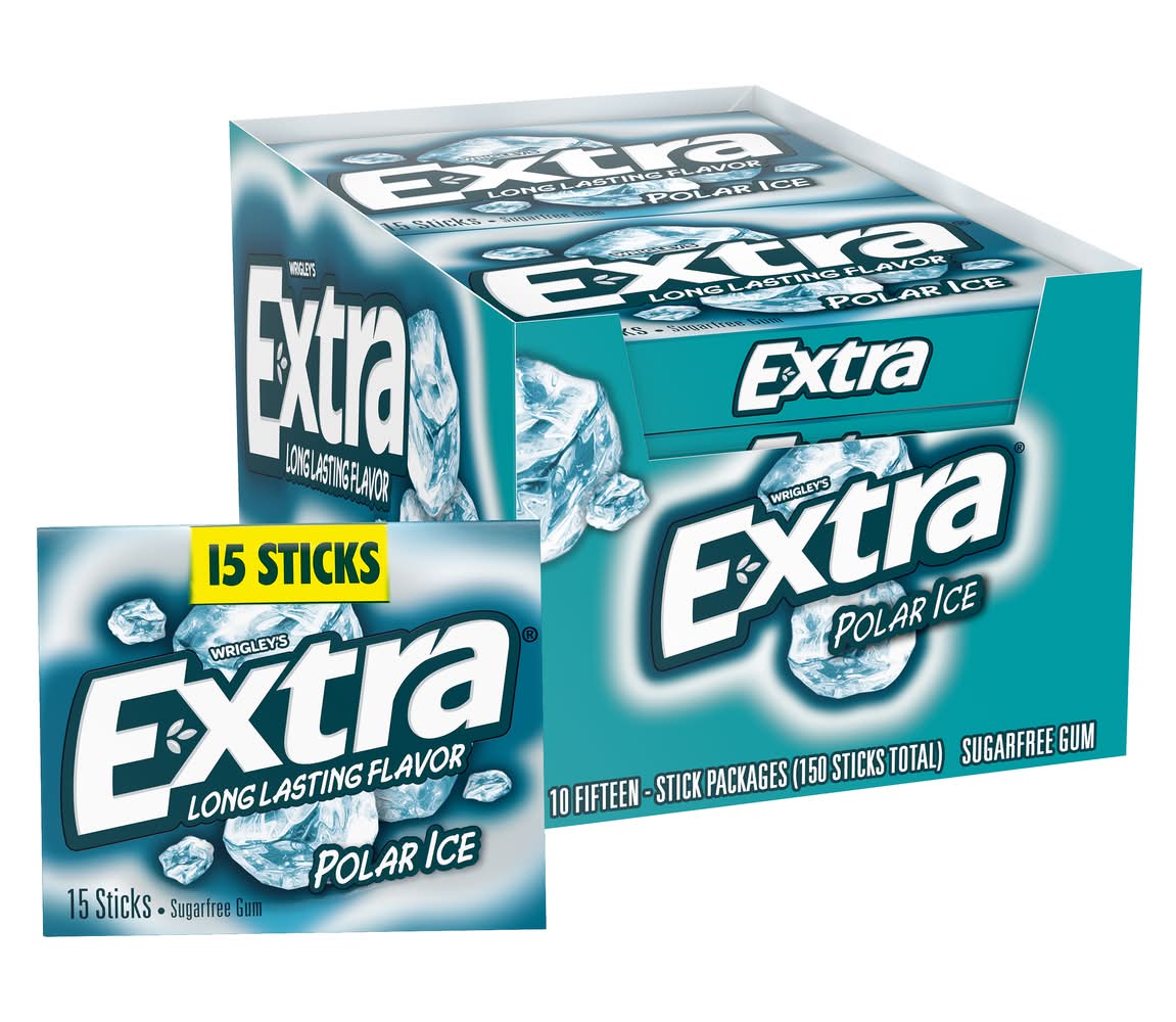 Extra Wrigley's Sugar Free Gum, Polar Ice (2.11 oz, 15 ct)
