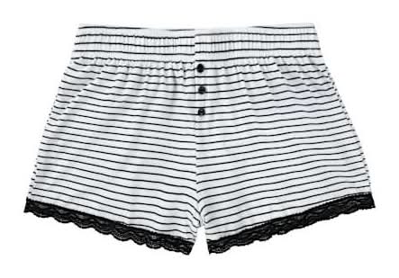 Juniors Pajama Shorts Large B&W Stripe