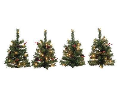 Berry & Pinecone Tree 4-Piece Light-Up Pathway Marker Set