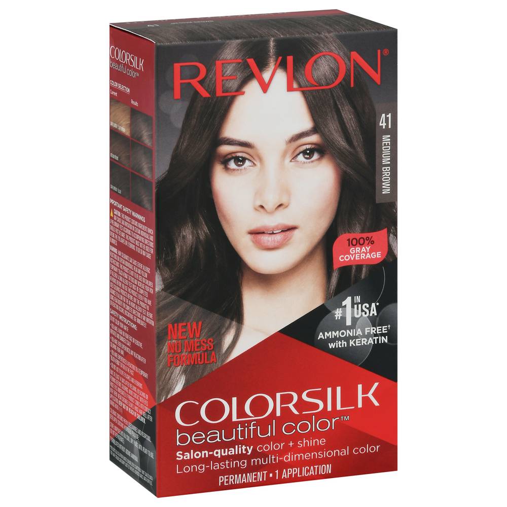 Revlon Colorsilk Beautiful Color 41 Permanent Hair Color, Medium Brown