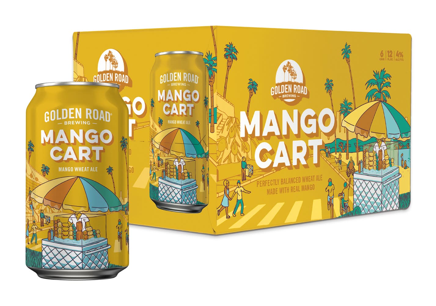 Golden Road Brewing Wheat Ale Beer, Mango Cart (6 x 12 fl oz)