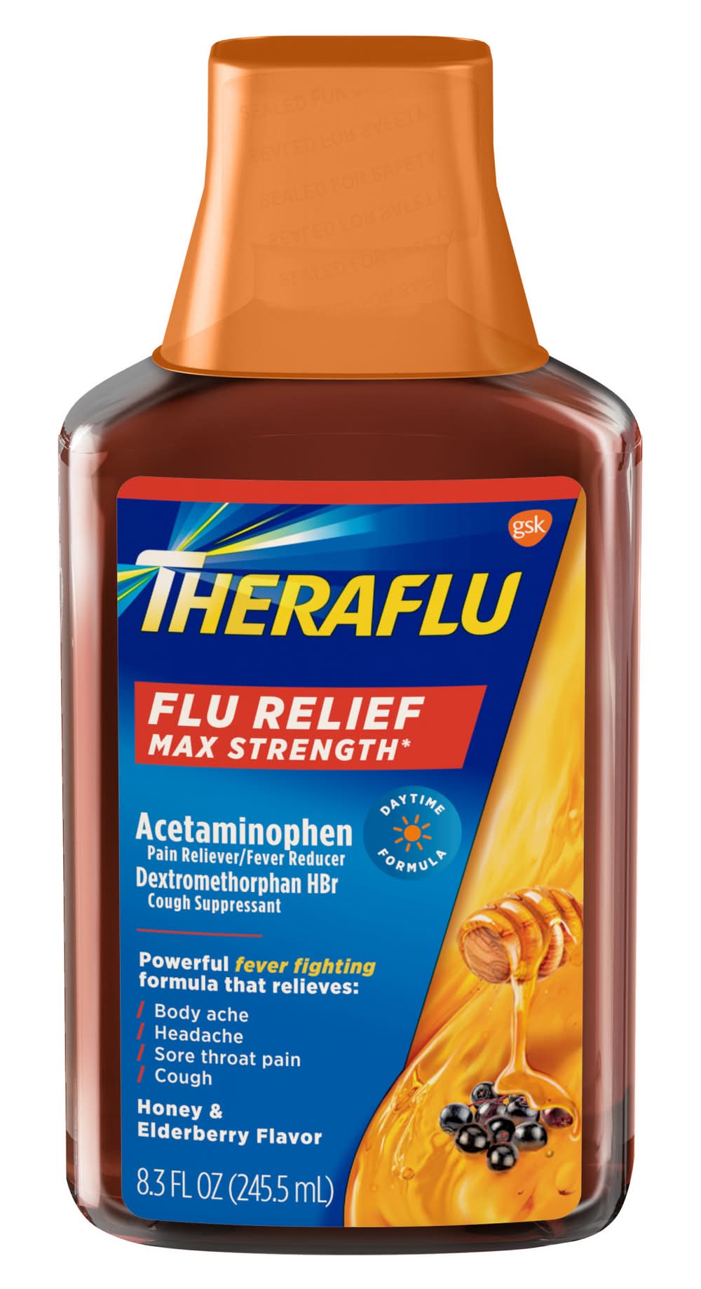 Theraflu Max Strength Honey & Elderberry Flavor Flu Relief (8.3 oz)
