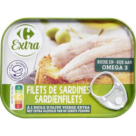 Carrefour Extra - Filets de sardines à l'huile d'olive vierge