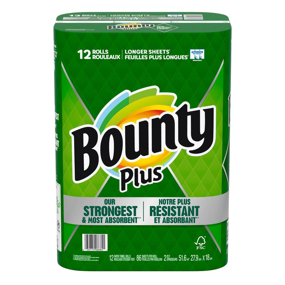 Bounty Plus Paper Towels 12 Rolls X 86 Sheets