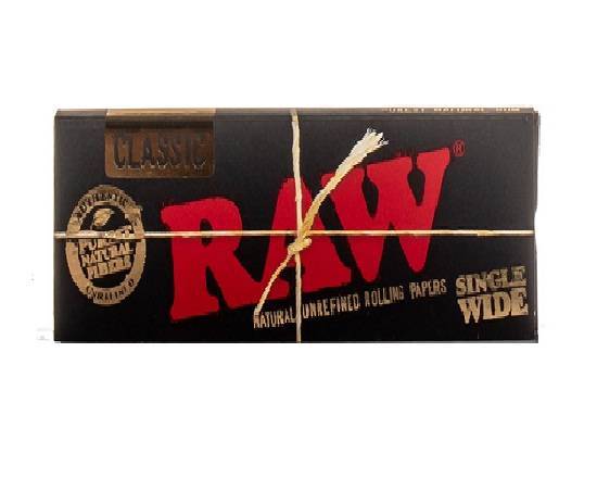 RAW Classic Black Single Wide Size Natural Unrefined Rolling Papers