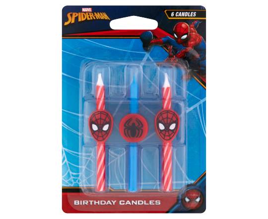 Marvel Spiderman Candles, Black-Blue-Red-White (6 ct)