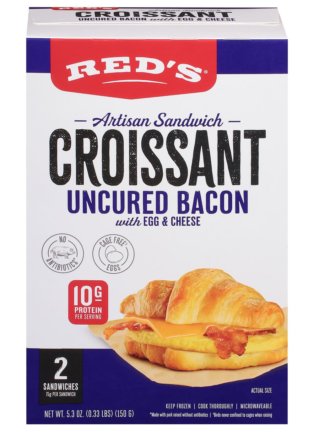 Red's Croissant Uncured Bacon With Egg & Cheese Artisan Sandwich (5.3 oz, 2 ct)