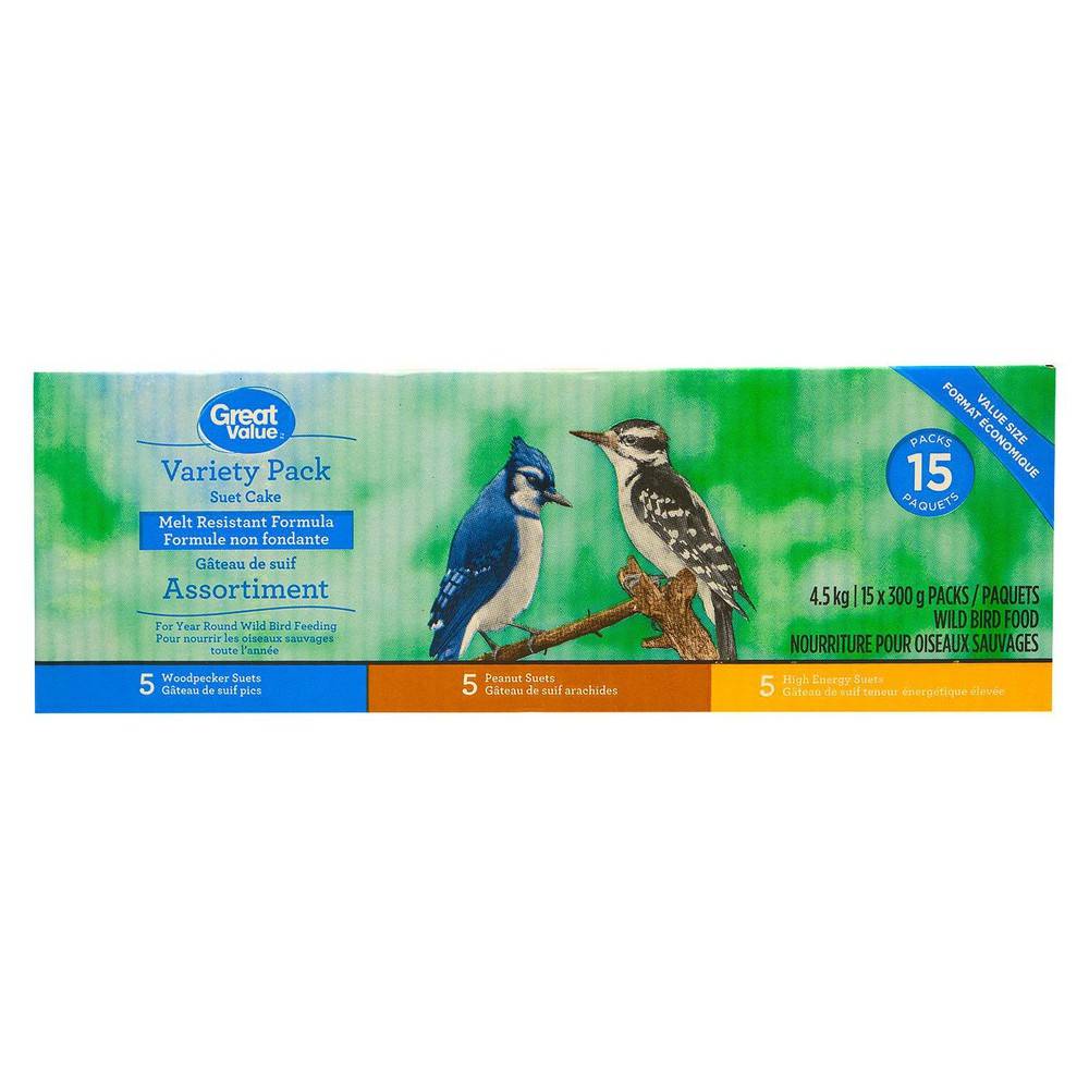 Great Value Variety pack Suet Cakes Bird Feeding (15 x 300 g)