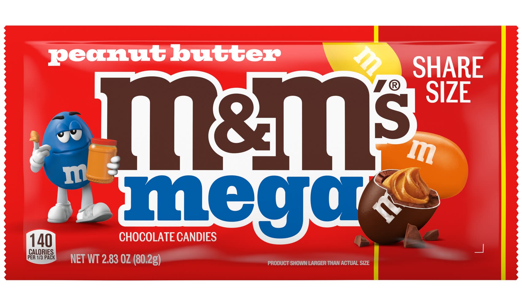 M&M's Mega Chocolate Candies, Peanut Butter (2.83 oz)