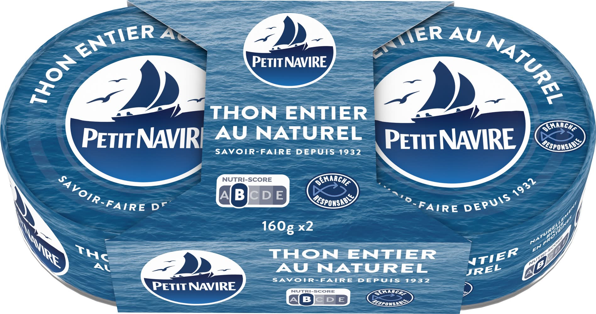 Petit Navire - Thon entier au naturel (2 x 160g)
