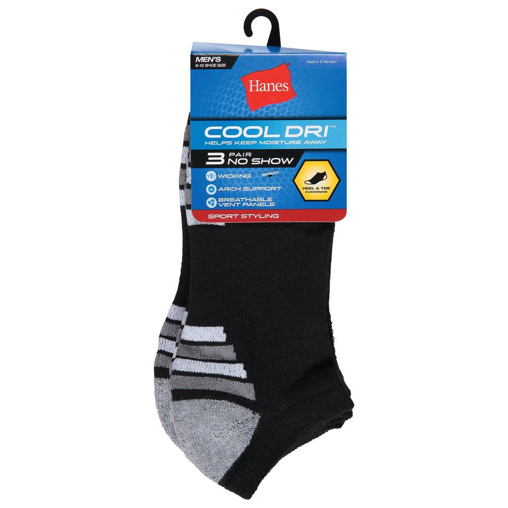 Hanes Cool Dri Men's 6-12 No Show Socks