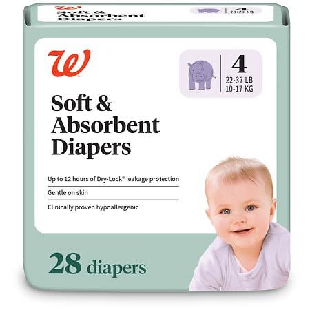 Walgreens Soft & Absorbent Premium Baby Diapers, Size 4 (28 ct)