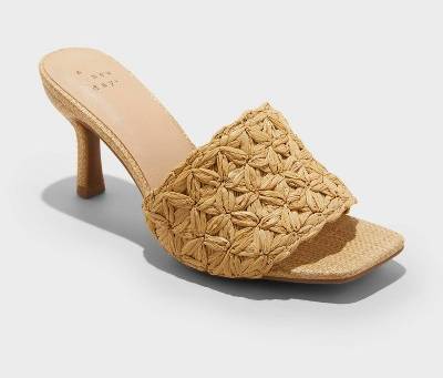 A New Day Ayla Raffia Slide Heels With Memory Foam Insole, Women, Tan 11