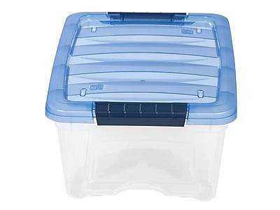 Iris Stack & Pull Latch Lid Storage Bin, 12.9 Qt. , Navy Blue