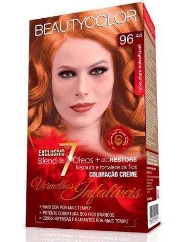 Beauty color tintura para cabelo creme 96.44 ruivo claro indecifrável (1 unidade)