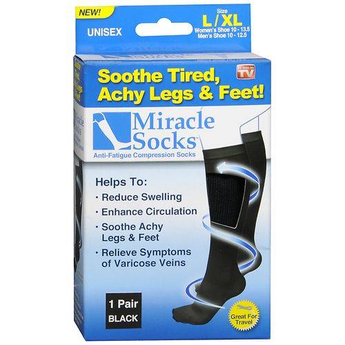 Miracle Socks Anti-Fatigue Compression Socks, Unisex Black - Large/X Large 1.0 pr