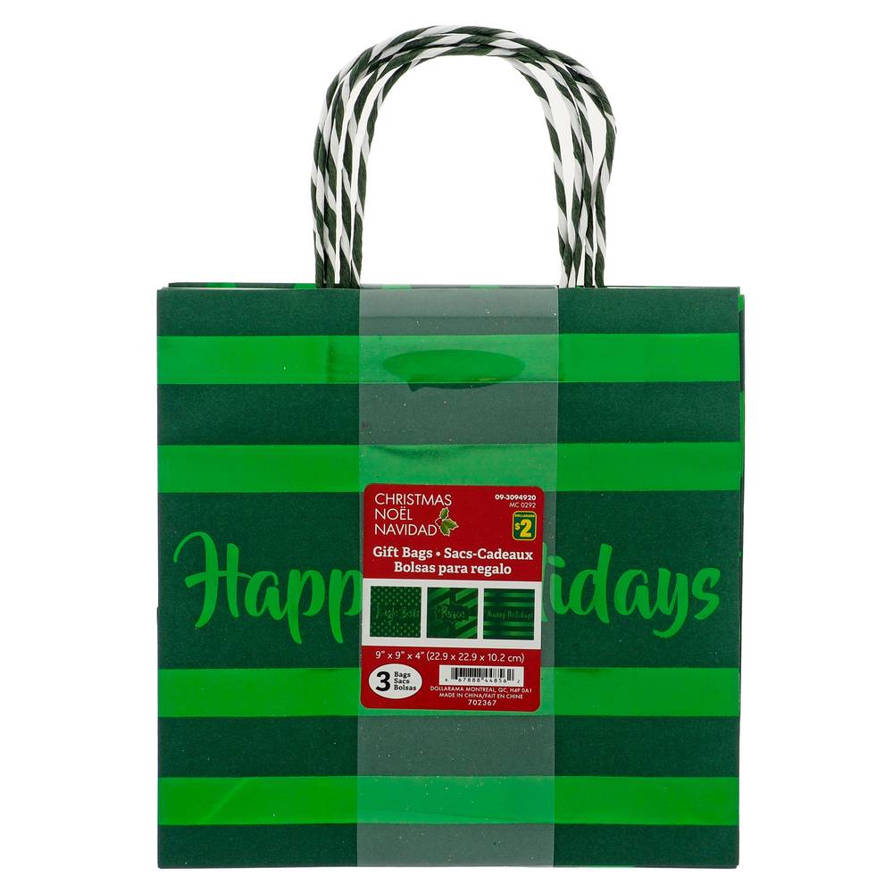 Xmas-Medium Double Sided HS Gift Bag 3un