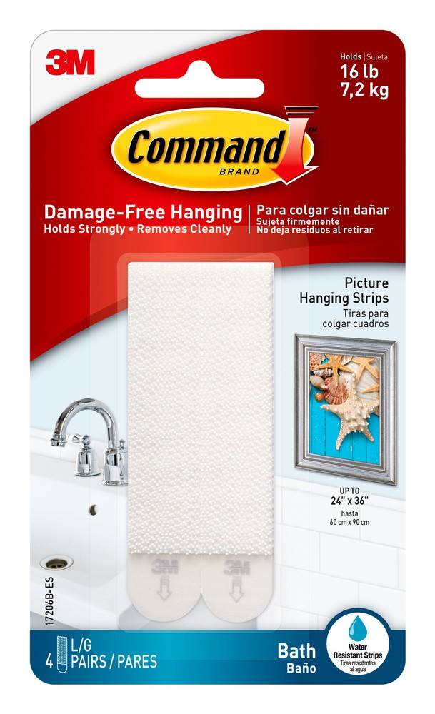 Command Large White Bath Picture Hanging Strips