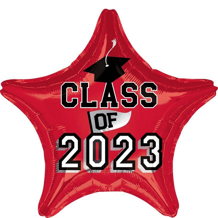 Uninflated Red Class of 2023 Star Foil Balloon, 19in