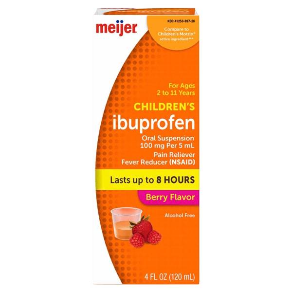 Meijer Children's Ibuprofen Oral Suspension, 100 mg Per 5 Ml, Berry Flavor (4 fl oz)