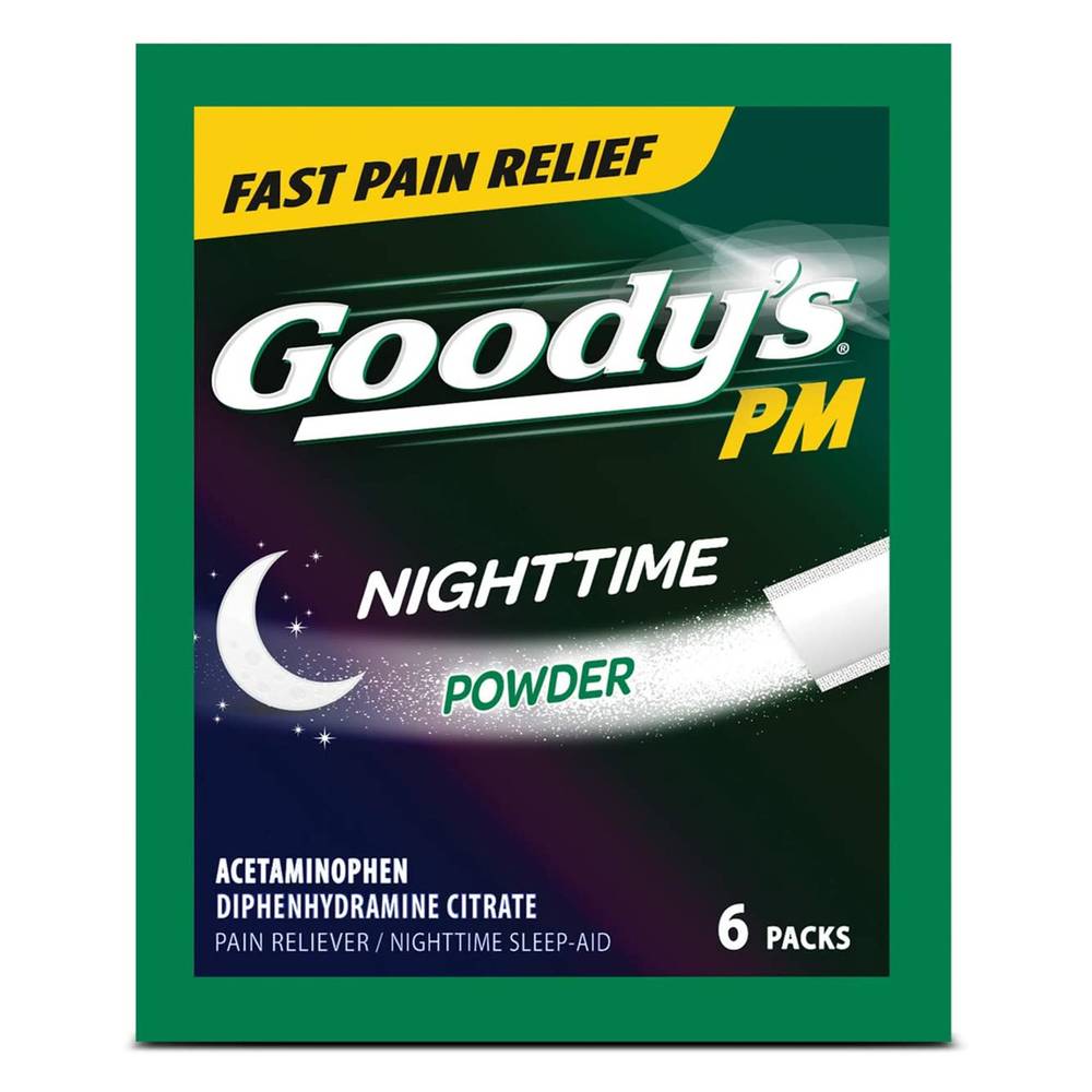 Goody's Pm Temporary Pain Reliever Nighttime Sleep-Aid Powder Sticks (6 ct)