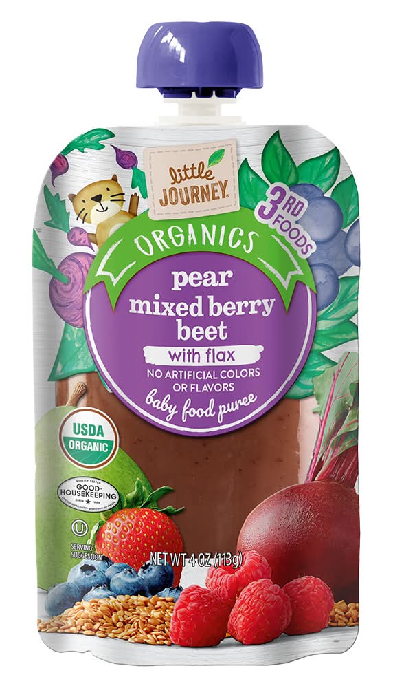 Little Journey Organics Baby Food Puree With Flax, Pear Mixed Berry Beet (4 oz)